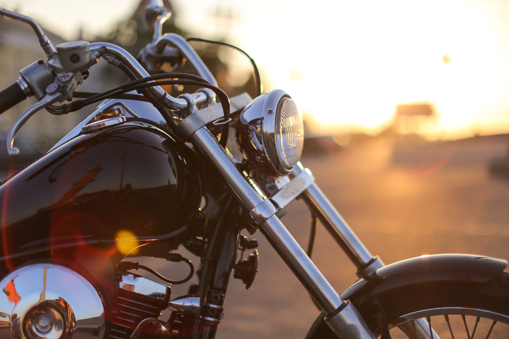 Motorcycle,Detail,Closeup,Front,Fork,And,Headlight